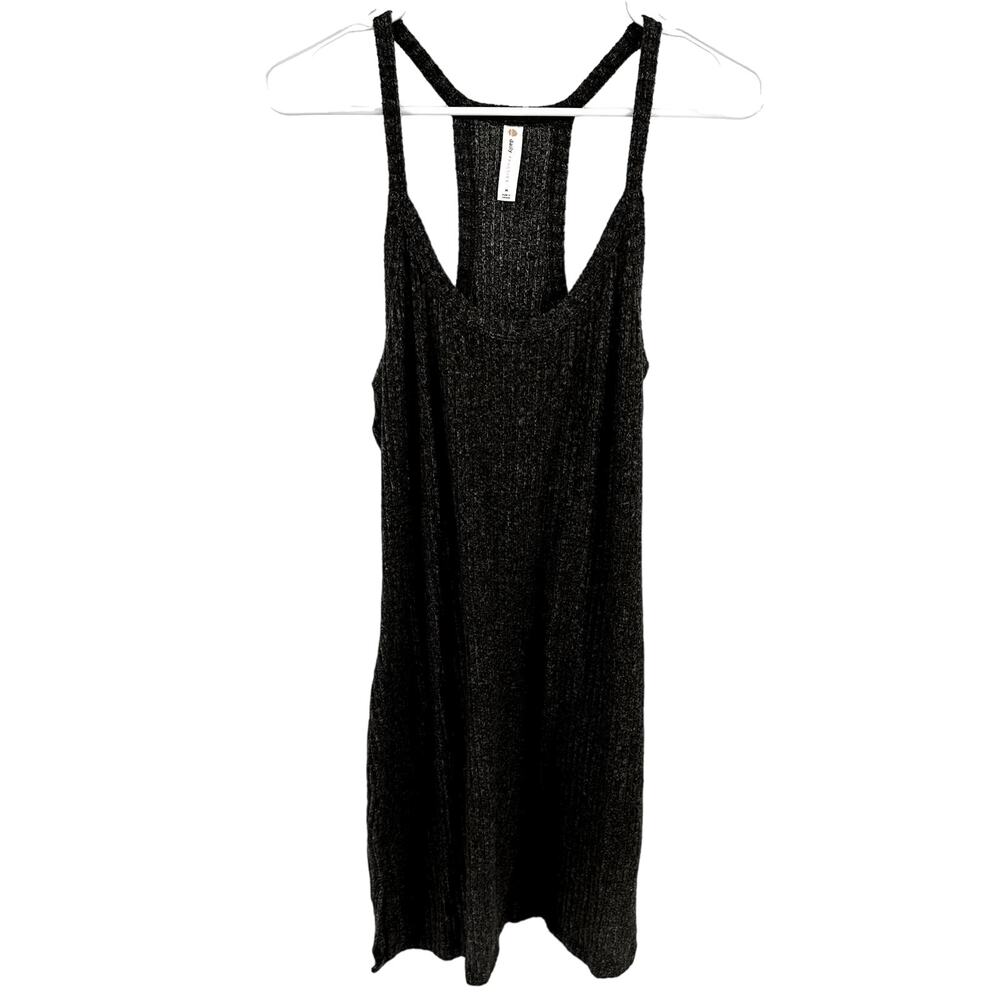 Anthropologie Daily Practice Racerback Mini Dress Ribbed Scoop Neck Brown Medium